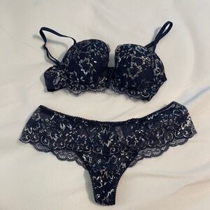 Victoria's Secret Navy Lace Lingerie Set